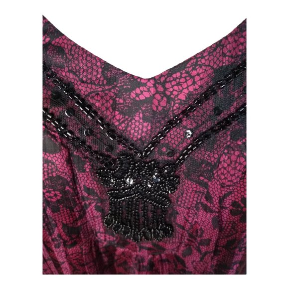 Sara Michelle Women's Raspberry and Black Blouse - Picture 2 of 4